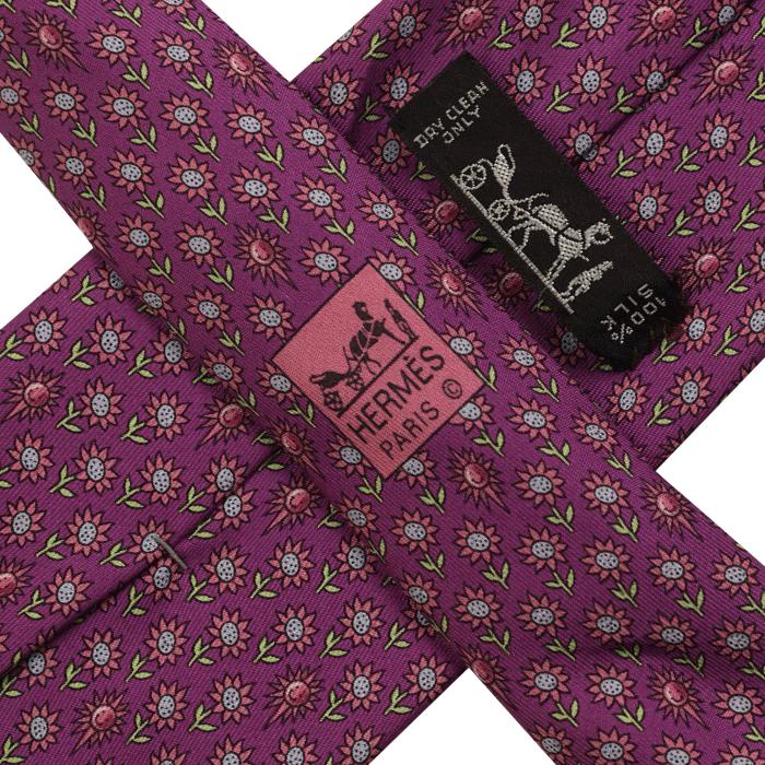 Hermes Men's Silk Tie Whimsical Sunflowers Pattern 5074 | Necktie Cravate
