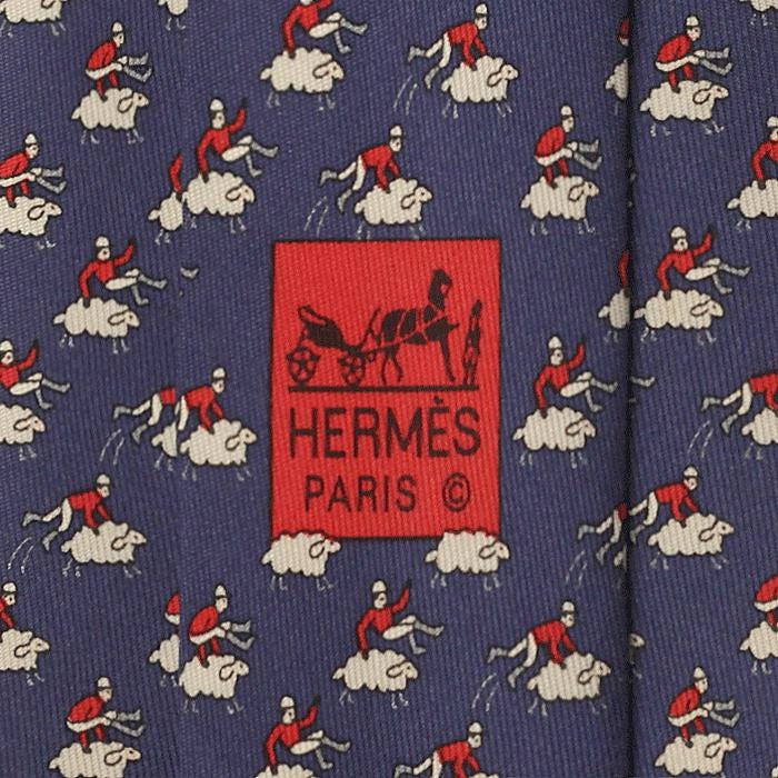 Hermes Men's Silk Tie Whimsical Sheep Pattern 605857 | Necktie Cravate