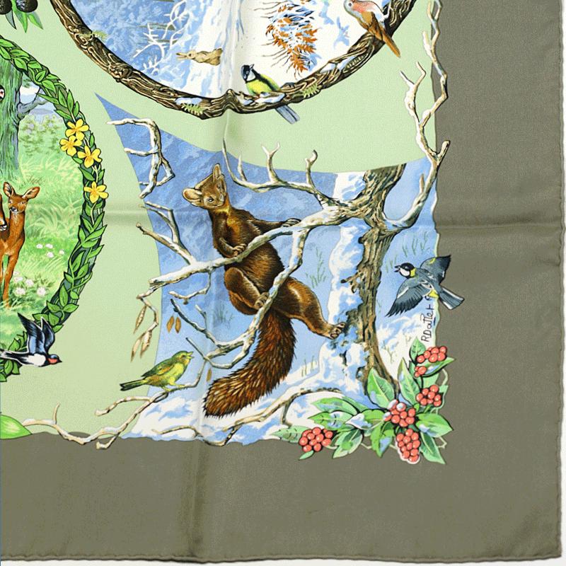 Hermes Scarf "Les Quatre Saisons" by Robert Dallet 90cm Silk | Carre Foulard