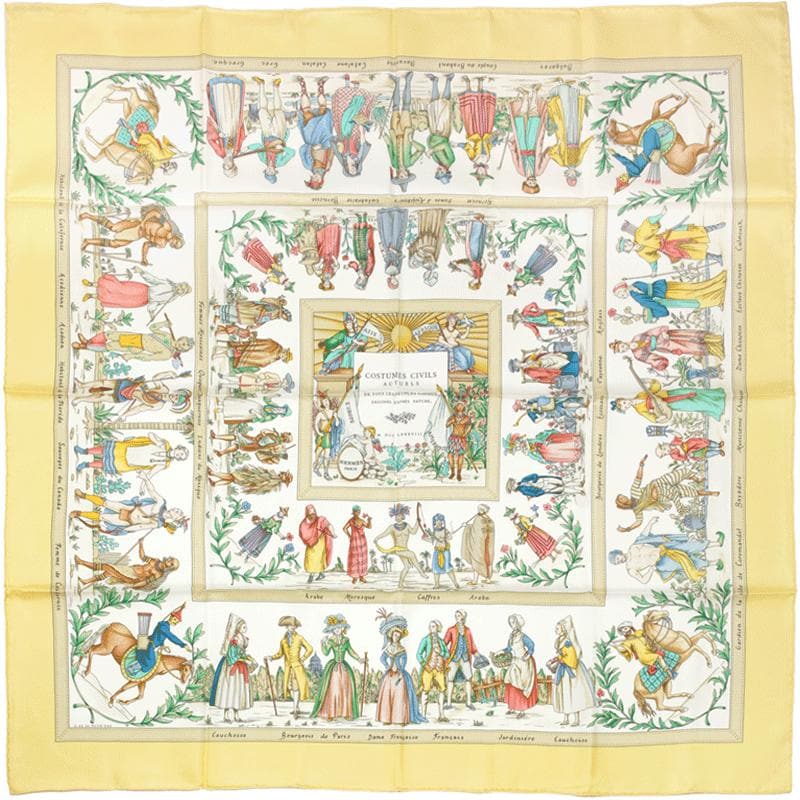 Hermes Scarf "Costumes Civils Actuels" by Françoise De La Perriere 90cm Silk | Carre Foulard