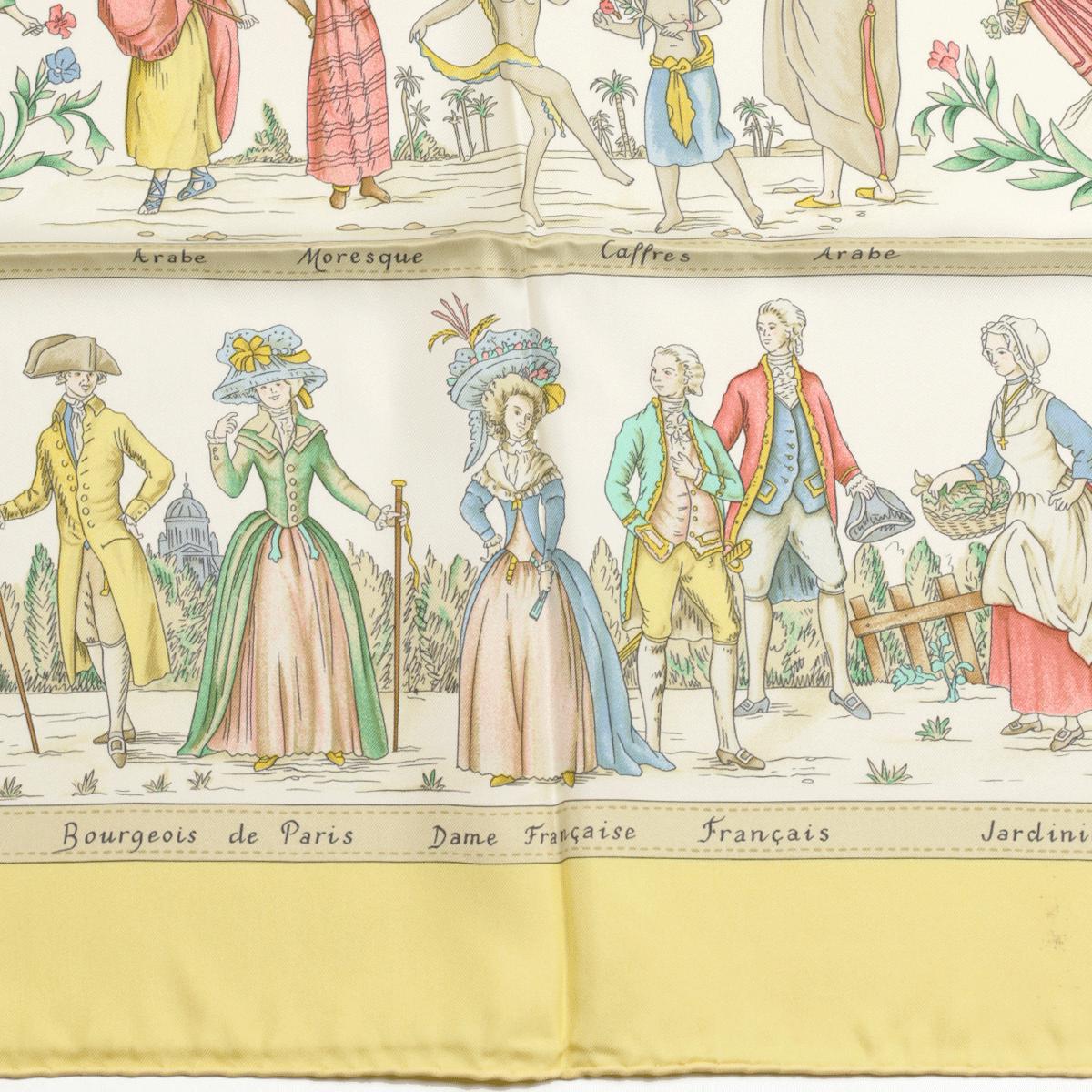 Hermes Scarf "Costumes Civils Actuels" by Françoise De La Perriere 90cm Silk | Carre Foulard