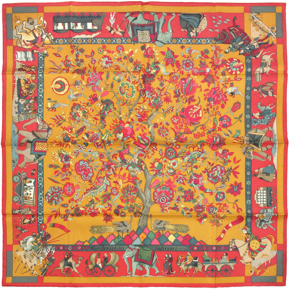 Hermes Scarf "Fantaisies Indiennes" by Loïc Dubigeon 90cm Silk | Carre Foulard