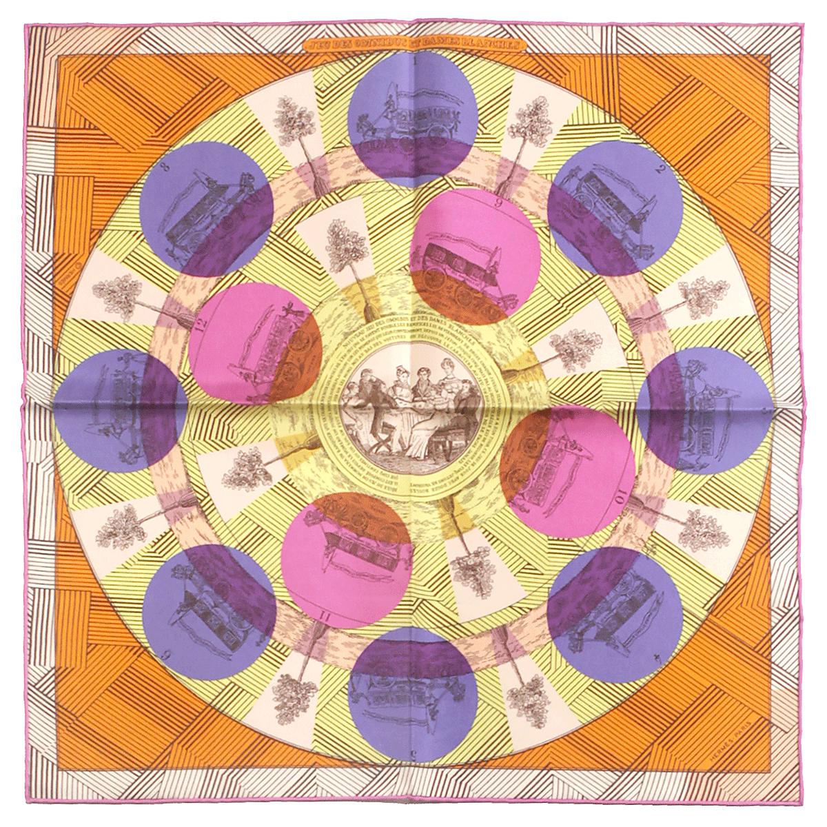 Hermes Scarf 45cm "Jeu des Omnibus Remix" by Giancarlo Pagni Silk Gavroche