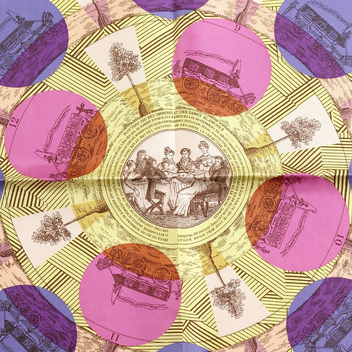 Hermes Scarf 45cm "Jeu des Omnibus Remix" by Giancarlo Pagni Silk Gavroche
