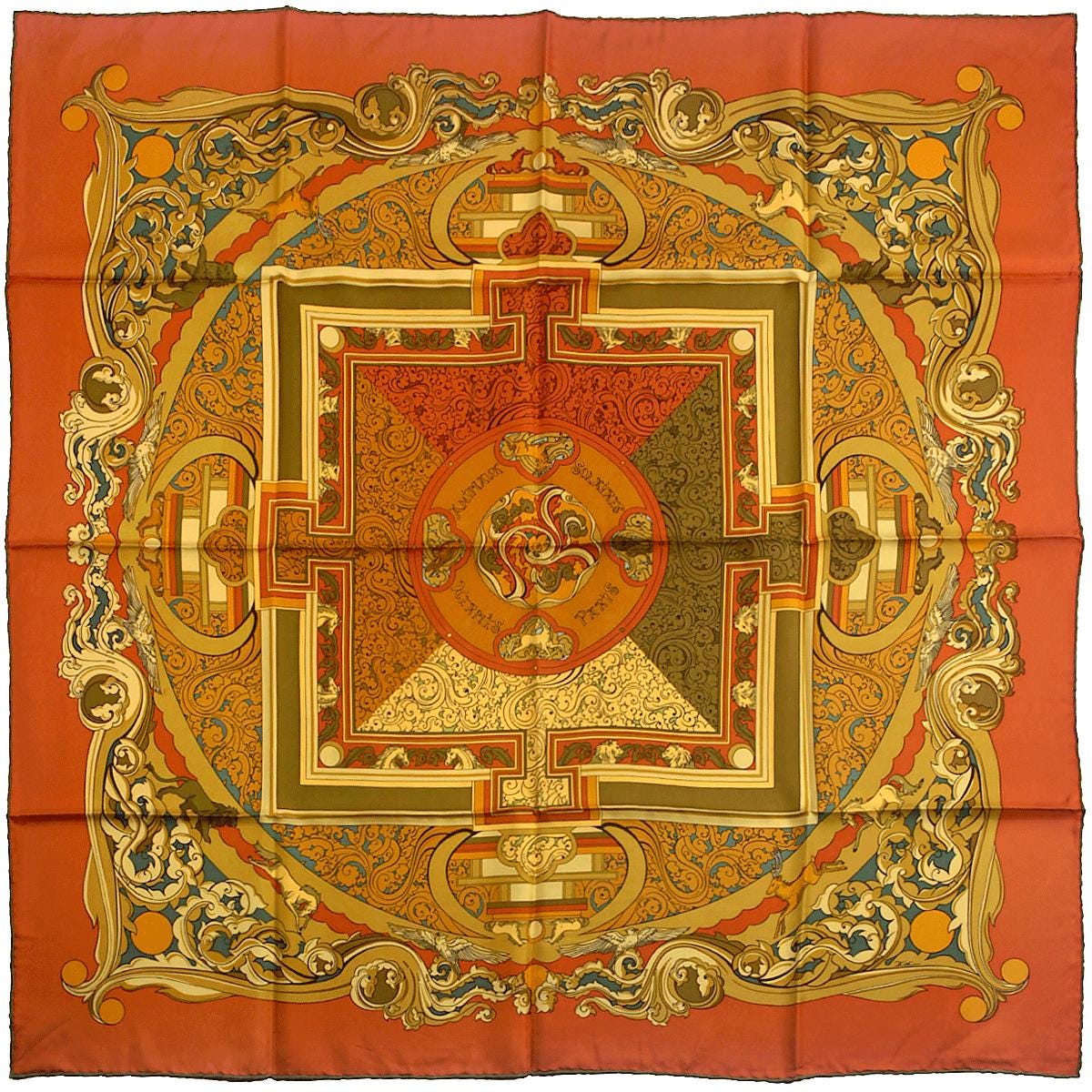 Hermes Scarf "Animaux Solaires" by Zoe Pauwels Vintage 90cm Silk | Carre Foulard