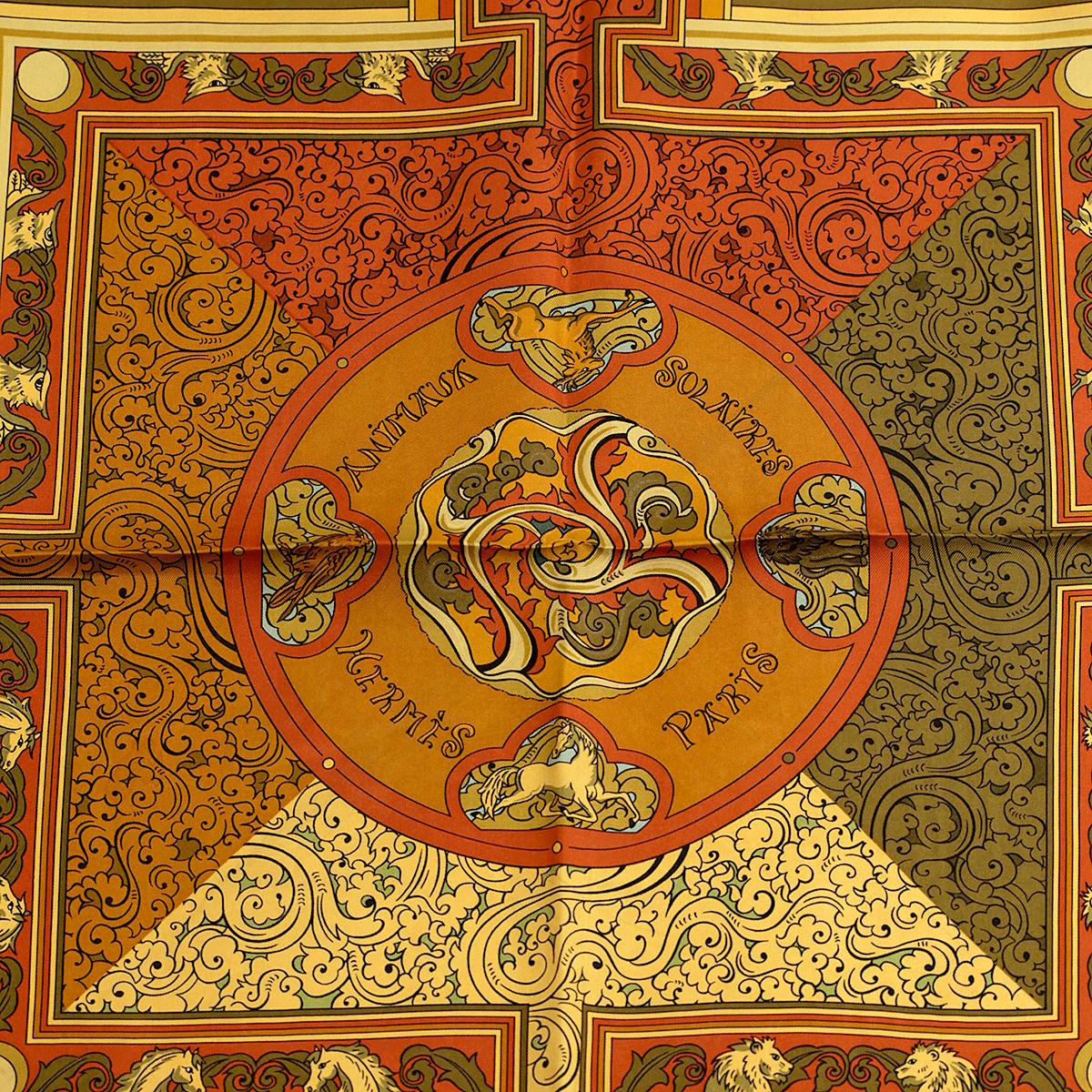 Hermes Scarf "Animaux Solaires" by Zoe Pauwels Vintage 90cm Silk | Carre Foulard