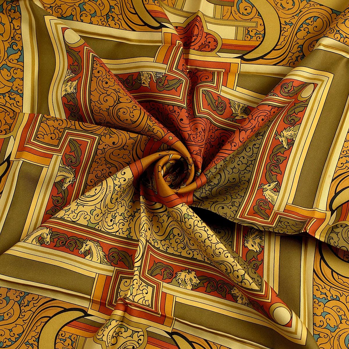 Hermes Scarf "Animaux Solaires" by Zoe Pauwels Vintage 90cm Silk | Carre Foulard