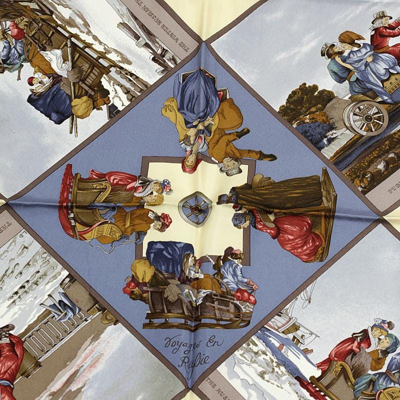 Hermes Scarf "Voyages en Russie" by Loic Dubigeon 90cm Silk | Carre Foulard