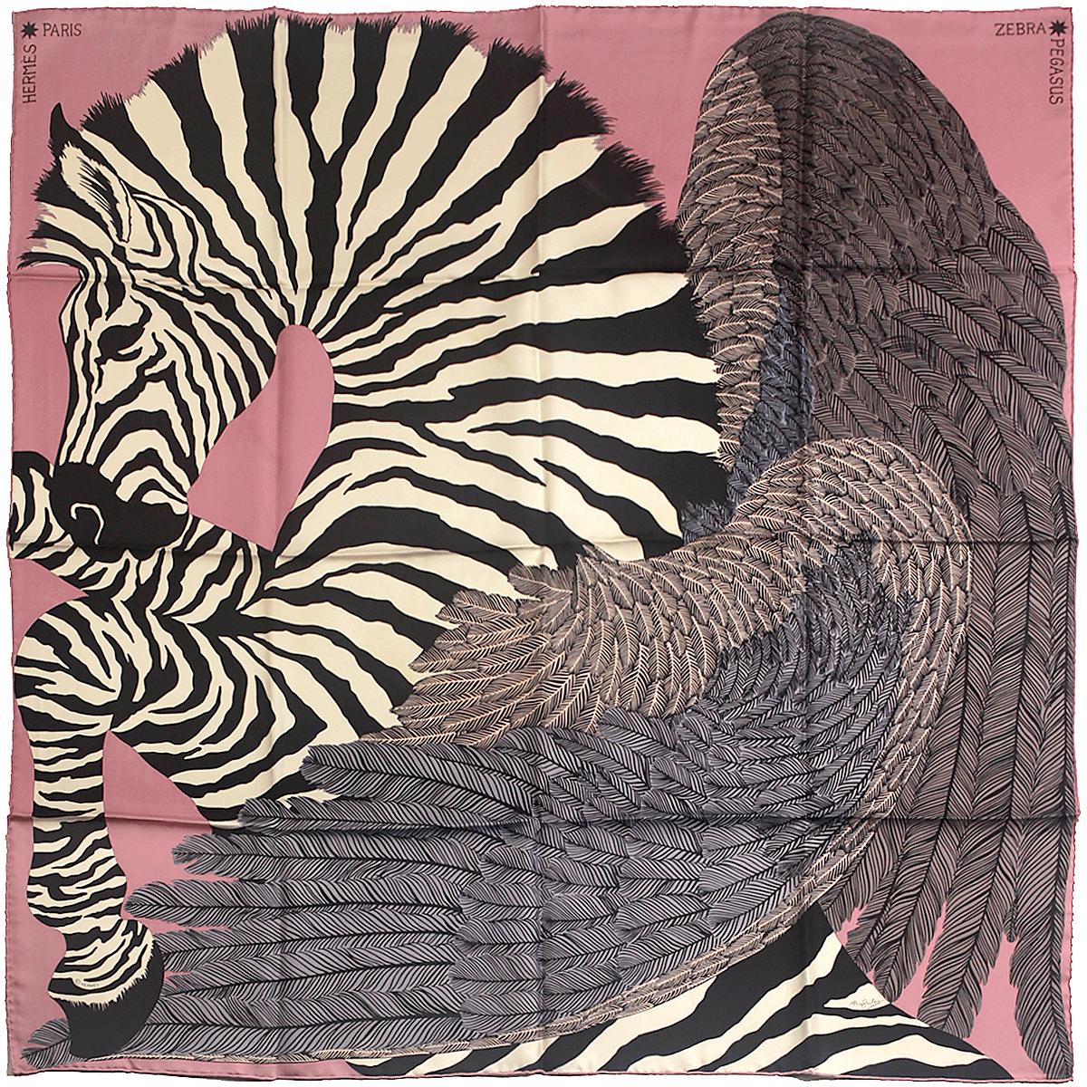 Hermes Scarf "Zebra Pegasus" by Alice Shirley 90cm Silk | Carre Foulard