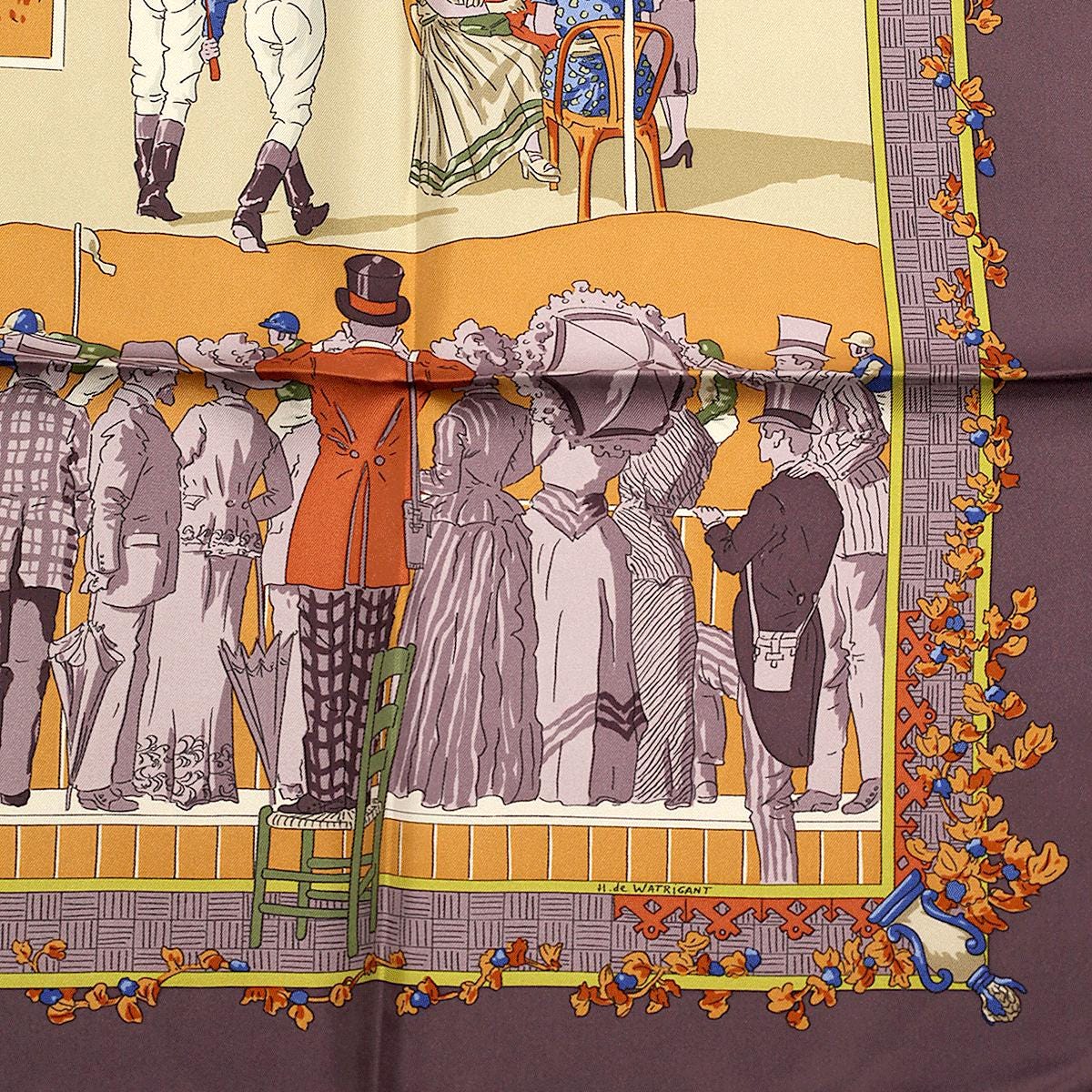 Hermes Scarf "Un Siecles de courses a Deauville" by Hubert de Watrigant 90cm Silk | Carre Foulard
