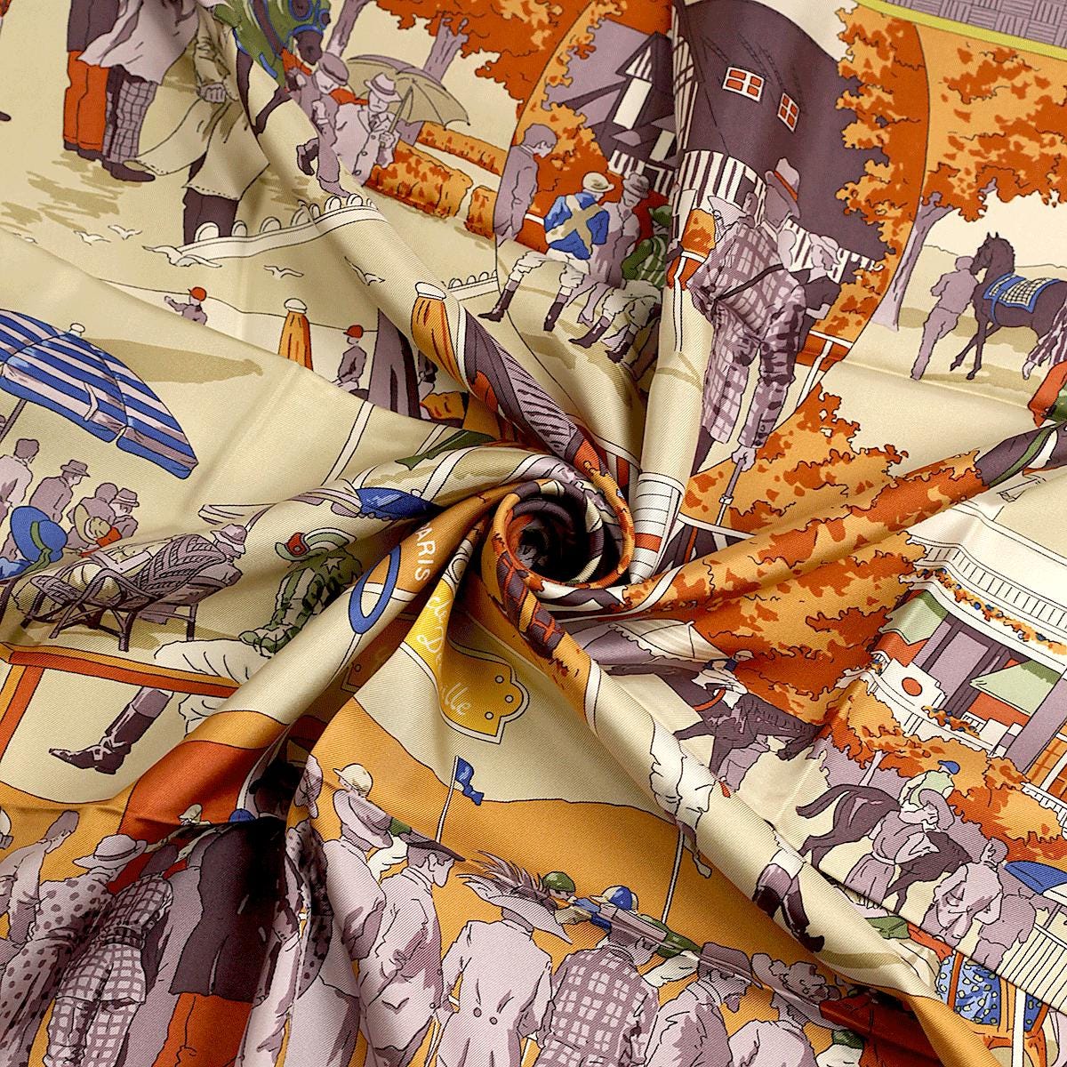 Hermes Scarf "Un Siecles de courses a Deauville" by Hubert de Watrigant 90cm Silk | Carre Foulard