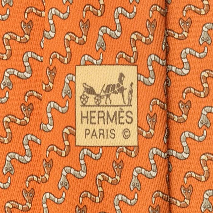 Hermes Men's Silk Tie Whimsical Snakes Pattern 5575 | Necktie Cravate