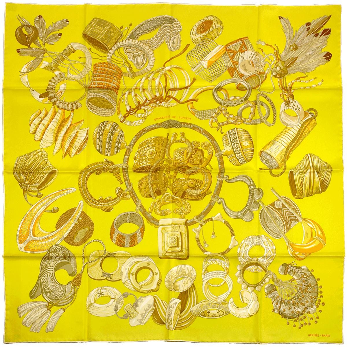 Hermes Scarf "Bracelets de Lumiere" by Annie Faivre 90cm Silk | Carre Foulard NIB