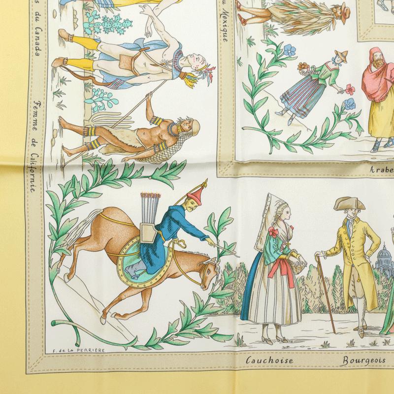 Hermes Scarf "Costumes Civils Actuels" by Françoise De La Perriere 90cm Silk | Carre Foulard