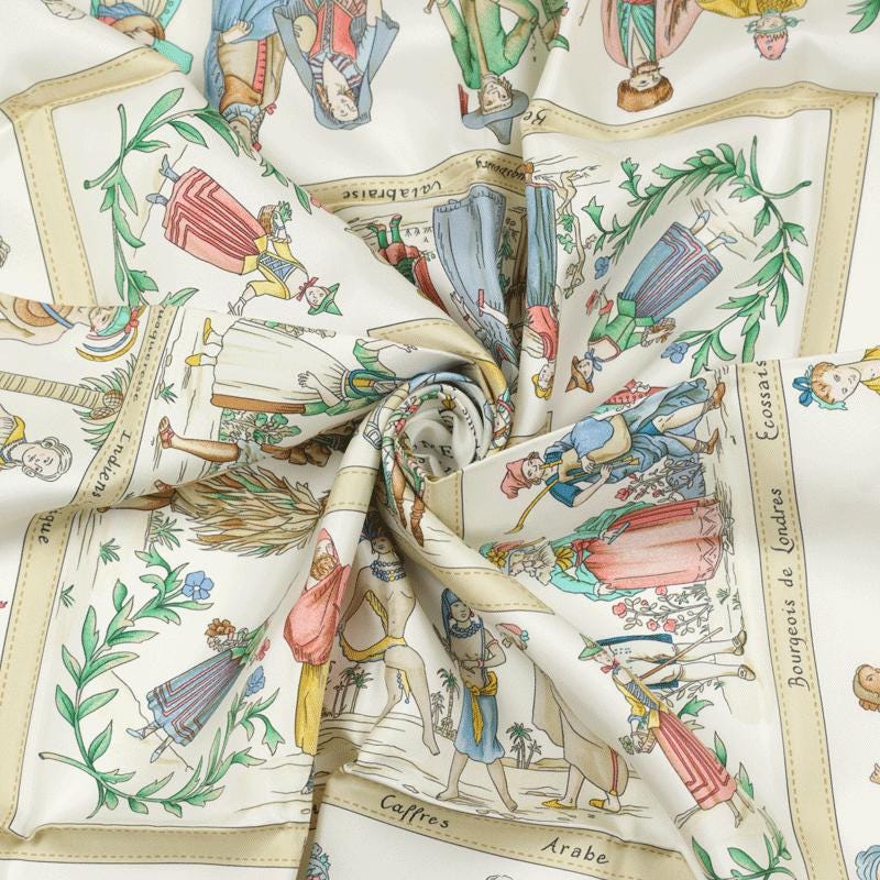 Hermes Scarf "Costumes Civils Actuels" by Françoise De La Perriere 90cm Silk | Carre Foulard