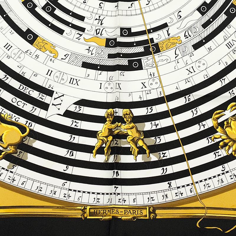 Hermes Scarf "Astrologie" by Françoise Façonnet Vintage 90cm Silk