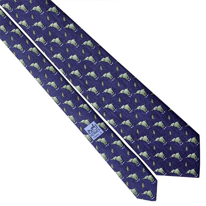 Hermes Men's Silk Tie Whimsical Circus Elephants Pattern 7681 | Necktie Cravate
