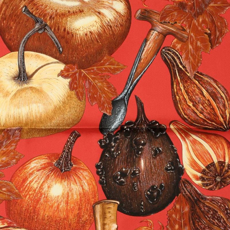 Hermes Scarf "Citrouilles et Coloquintes" by Valerie Dawlat Dumoulin 90cm Silk | Carre Foulard