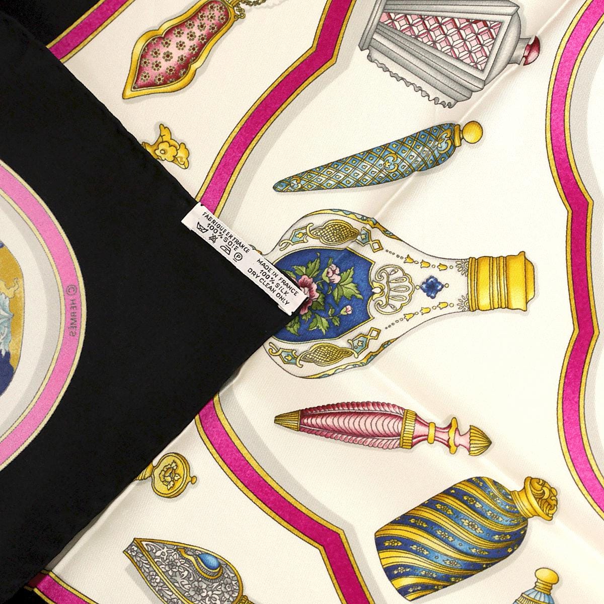 Hermes Scarf "Flacons" by Catherine Baschet Vintage 90cm Silk | Foulard Carre