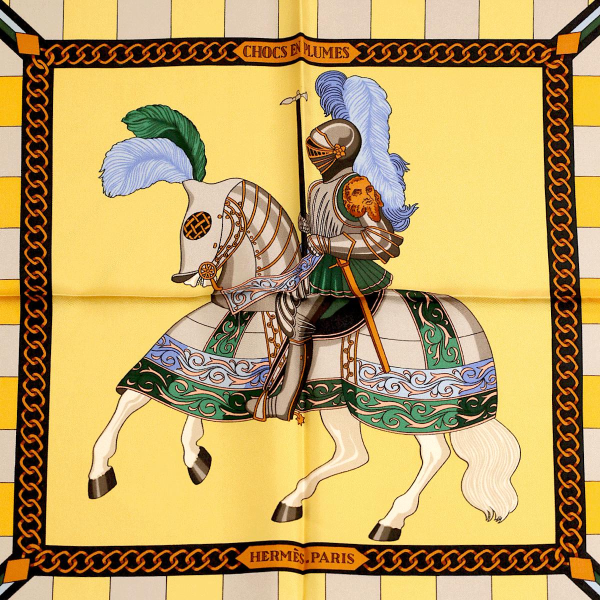 Hermes Scarf "Chocs en Plumes" by Christiane Vauzelles Vintage 90cm Silk | Carre Foulard