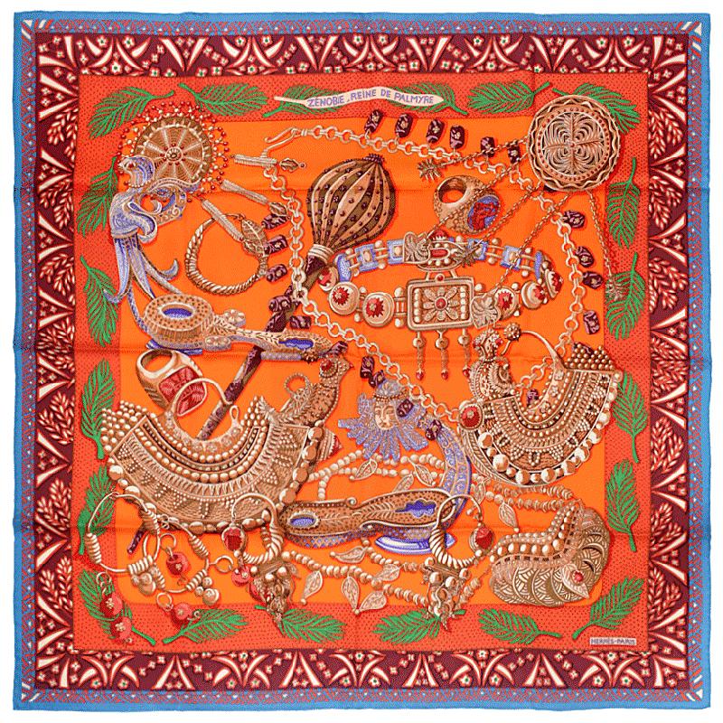 Hermes Scarf "Reine de Palmyre" by Annie Faivre 90cm Silk | Carre Foulard