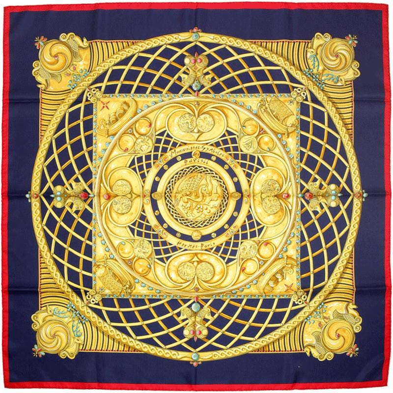 Hermes Scarf "Monnaies et Symboles des Parisii" by Zoe Pauwels 90cm Silk