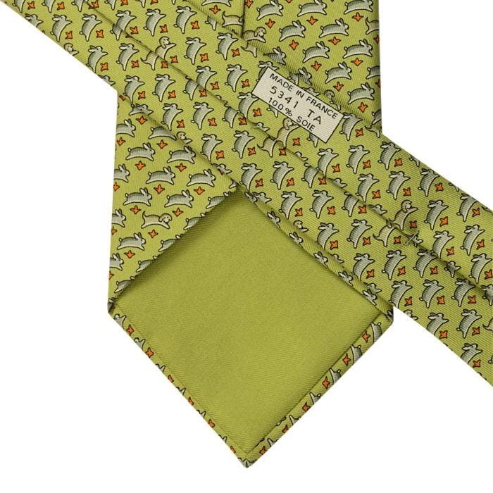 Hermes Men's Silk Tie Whimsical Rabbits Pattern 5341 | Necktie Cravate