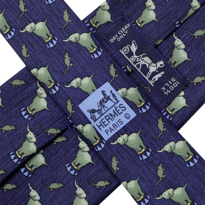 Hermes Men's Silk Tie Whimsical Circus Elephants Pattern 7681 | Necktie Cravate