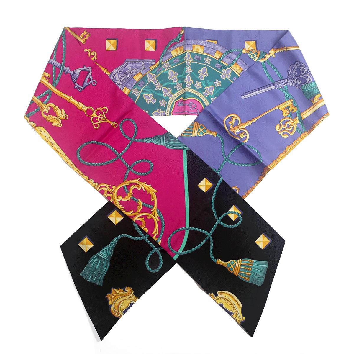 Hermes Scarf Maxi Twilly "Les Cles" by Caty Latham Silk 20cm x 220cm | NWT