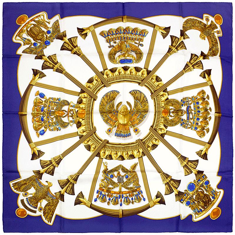 Hermes Scarf "Egypte" by Caty Latham Vintage 90cm Silk