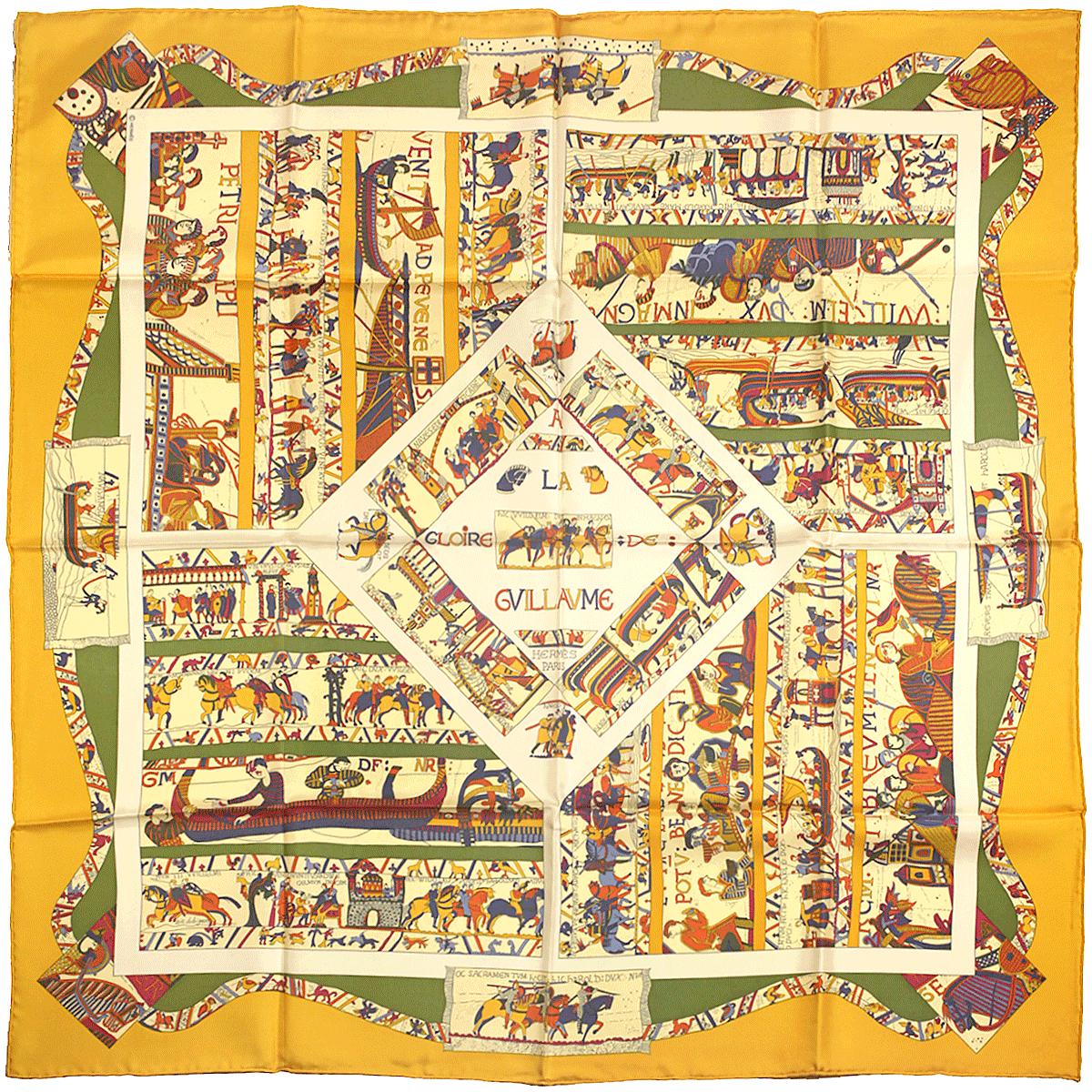 Hermes Scarf "A la Gloire de Guillaume" by Loic Dubigeon 90cm Silk | Carre Foulard