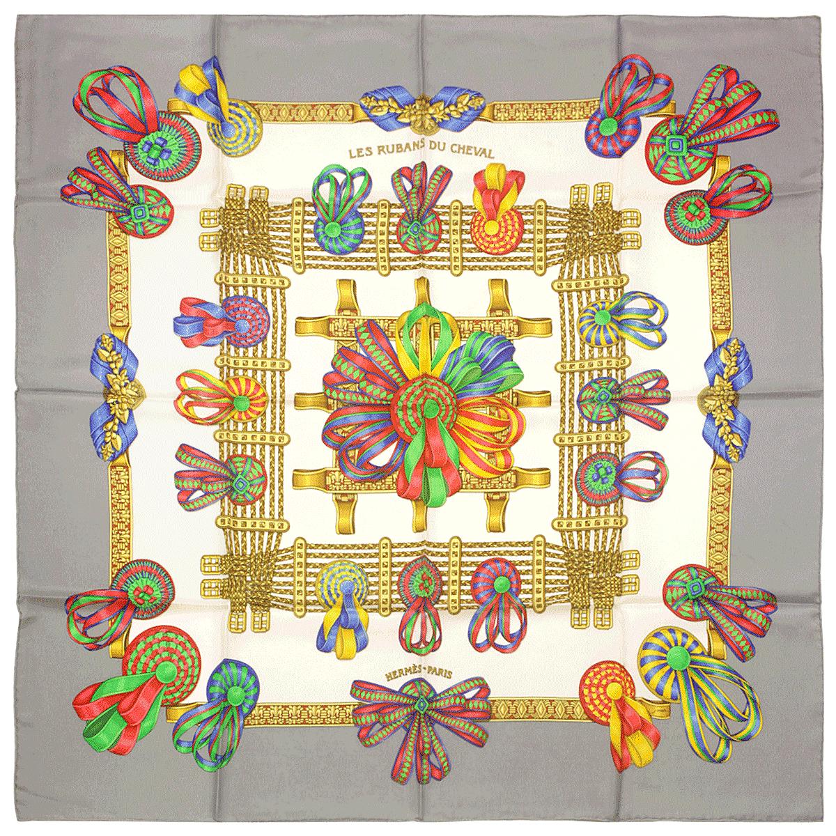 Hermes Scarf "Les Rubans du Cheval" by Joachim Metz 90cm Silk | Carre Foulard