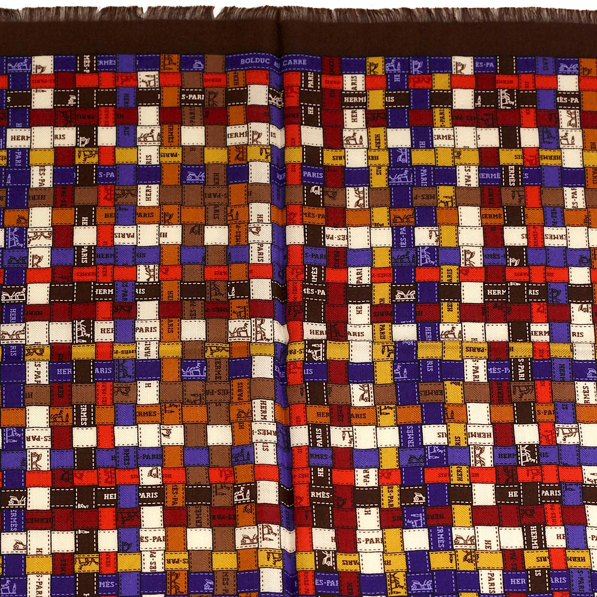 Hermes Scarf "Bolduc au Carre" by Caty Latham 90cm Cashmere Frange | Carre Foulard Rare