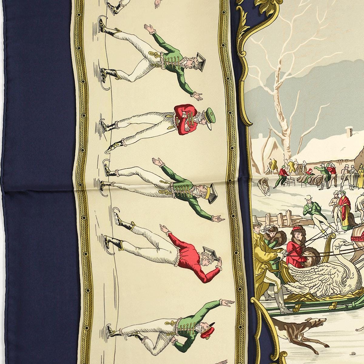 Hermes Scarf "Plaisirs du Froid" by Hugo Grygkar Vintage 90cm Silk | Foulard Carre