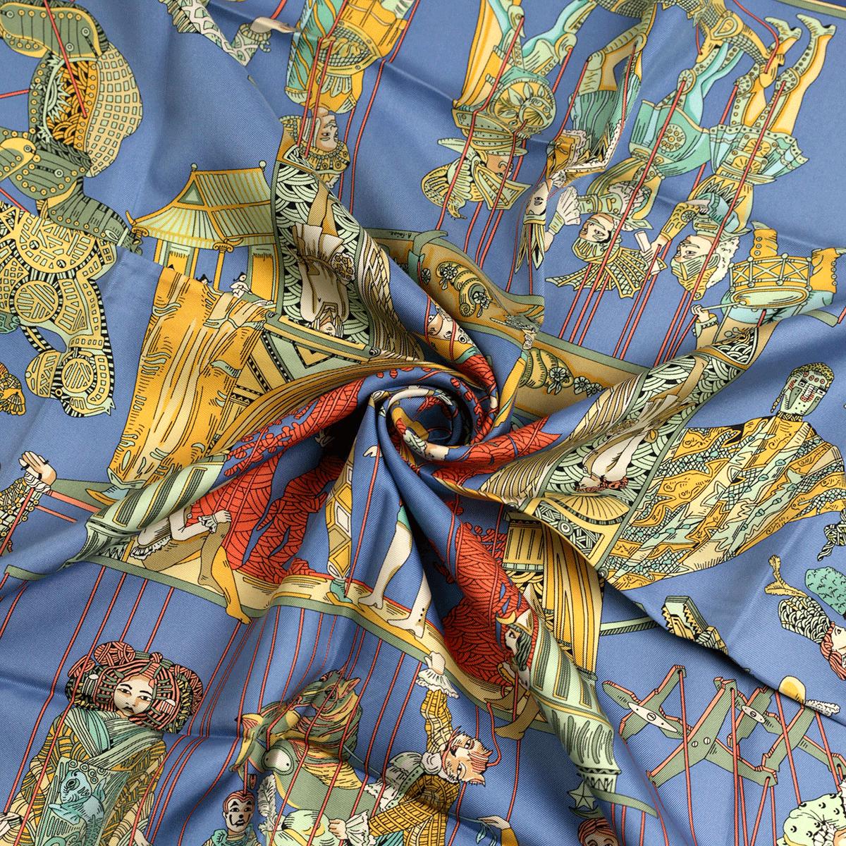 Hermes Scarf "Les Temps des Marionettes" by Annie Faivre 90cm Silk | Carre Foulard