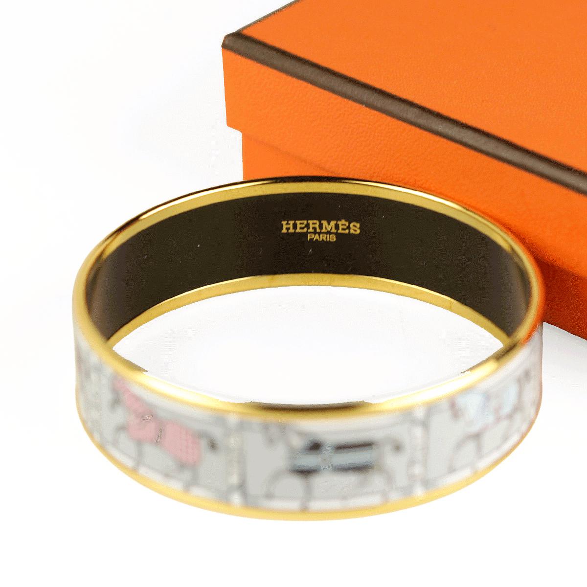 Hermes Bracelet 65 Wide Gold Enamel Tohu Bohu | Bangle GHW