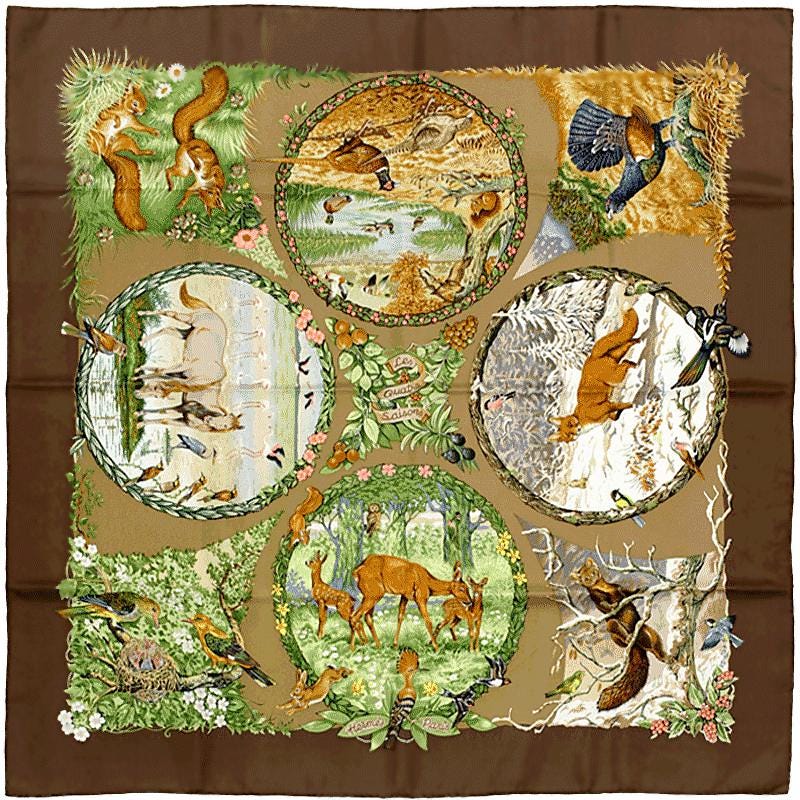 Hermes Scarf "Les Quatre Saisons" by Robert Dallet 90cm Silk | Carre Foulard