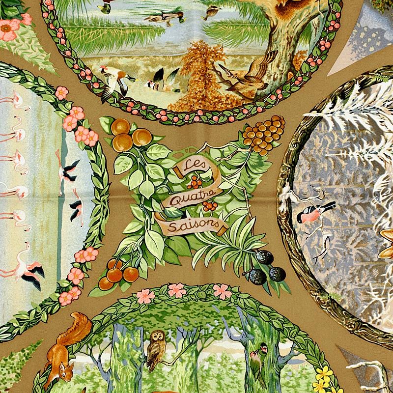 Hermes Scarf "Les Quatre Saisons" by Robert Dallet 90cm Silk | Carre Foulard