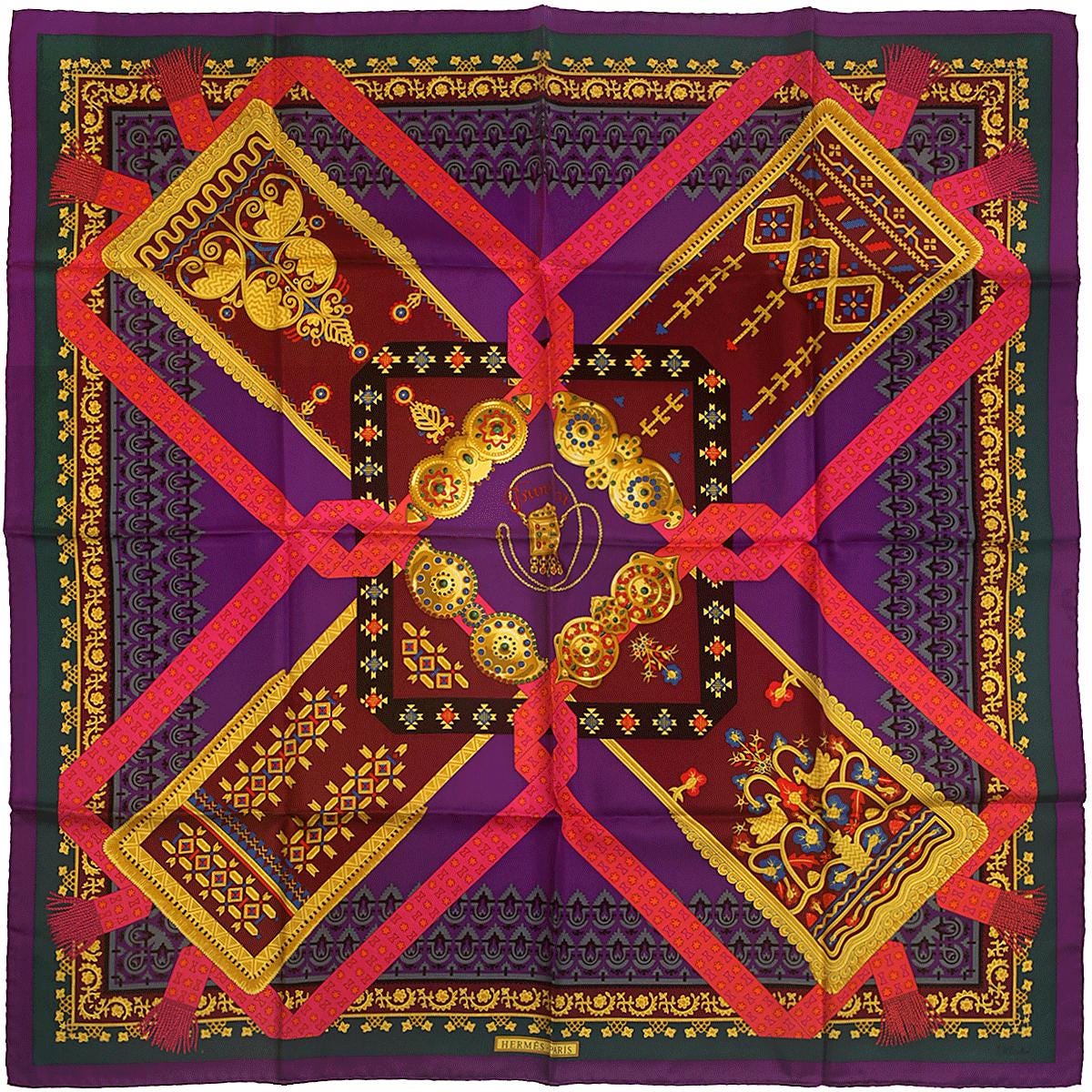 Hermes Scarf "Brins d'Or" by Julia Abadie Vintage 90cm Silk | Carre Foulard