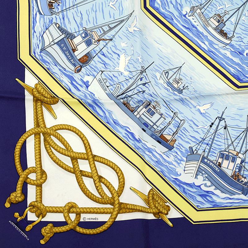Hermes Scarf "Retour de Peche" by Francoise De La Perriere Vintage 90cm Silk | Carre