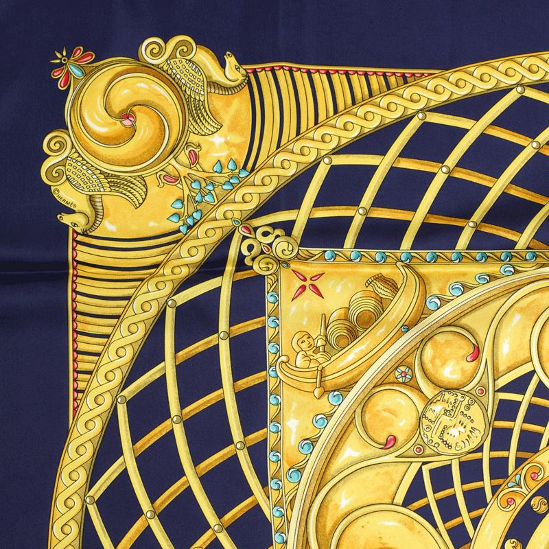 Hermes Scarf "Monnaies et Symboles des Parisii" by Zoe Pauwels 90cm Silk