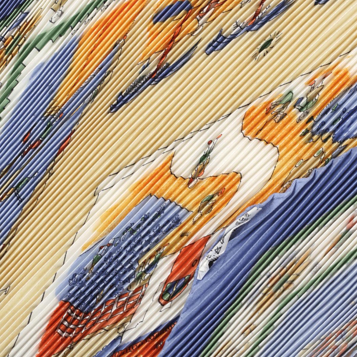 Hermes Scarf "Retour de Terre" by Oliver Dumas Plisse 90cm Pleated Silk