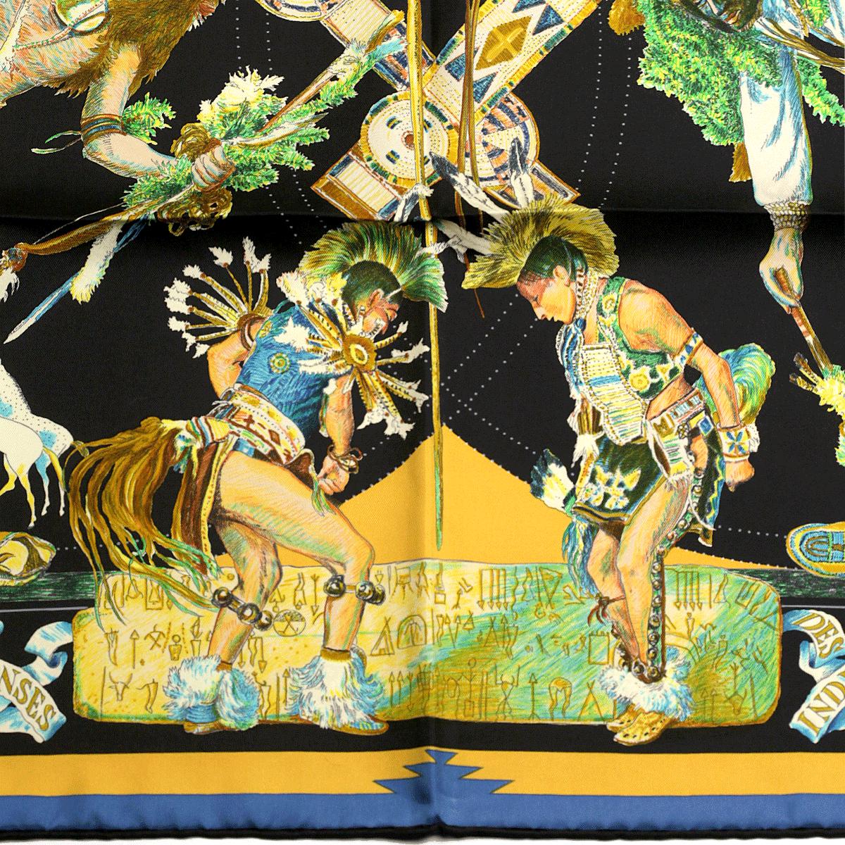 Hermes Scarf "Les Danses des Indiens" by Kermit Oliver 90cm Silk | Grail