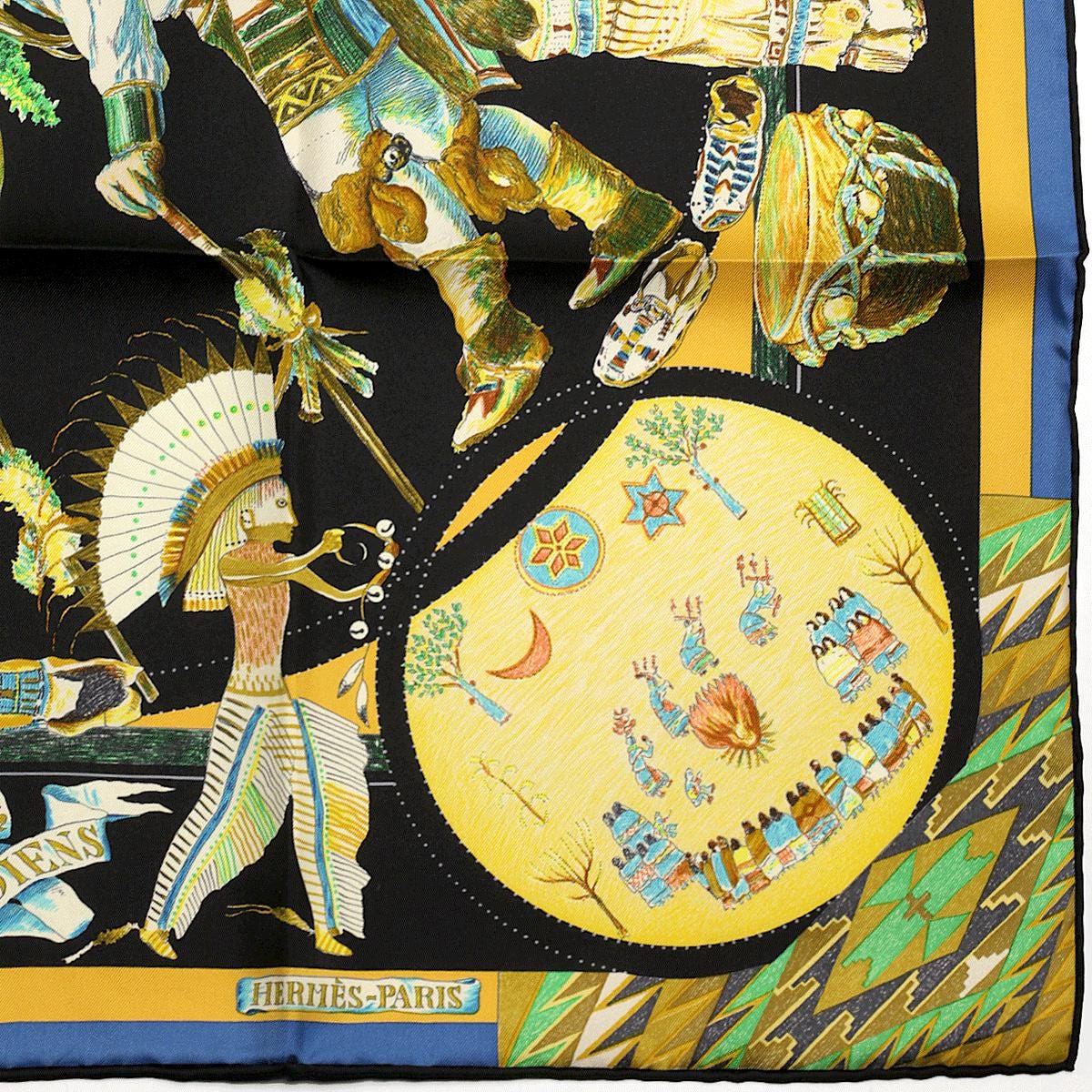 Hermes Scarf "Les Danses des Indiens" by Kermit Oliver 90cm Silk | Grail