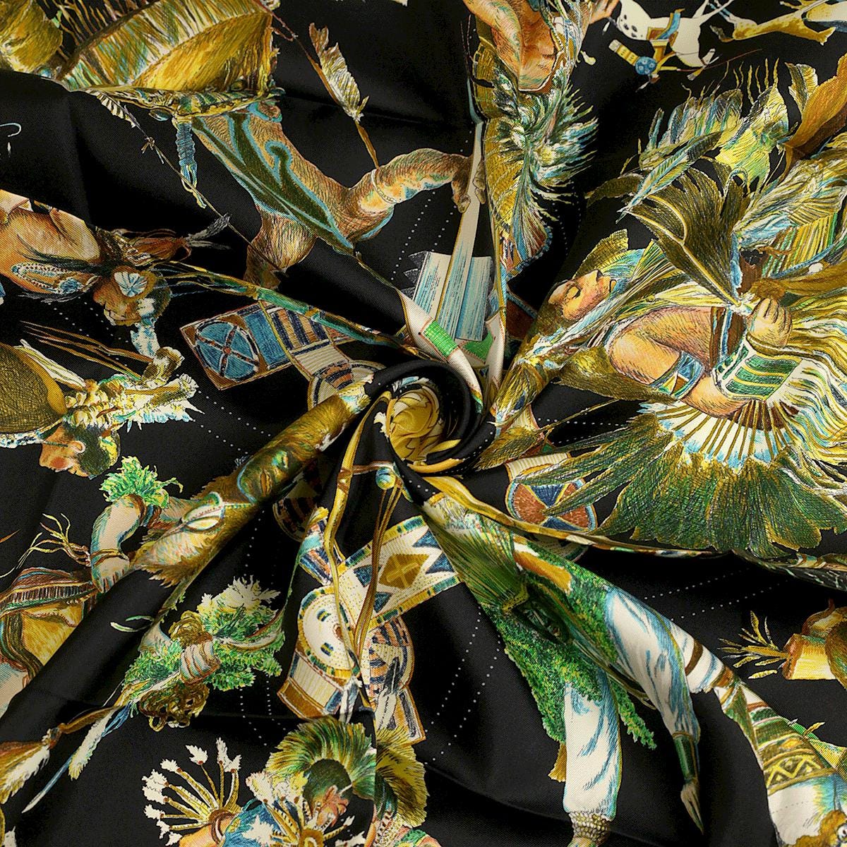 Hermes Scarf "Les Danses des Indiens" by Kermit Oliver 90cm Silk | Grail