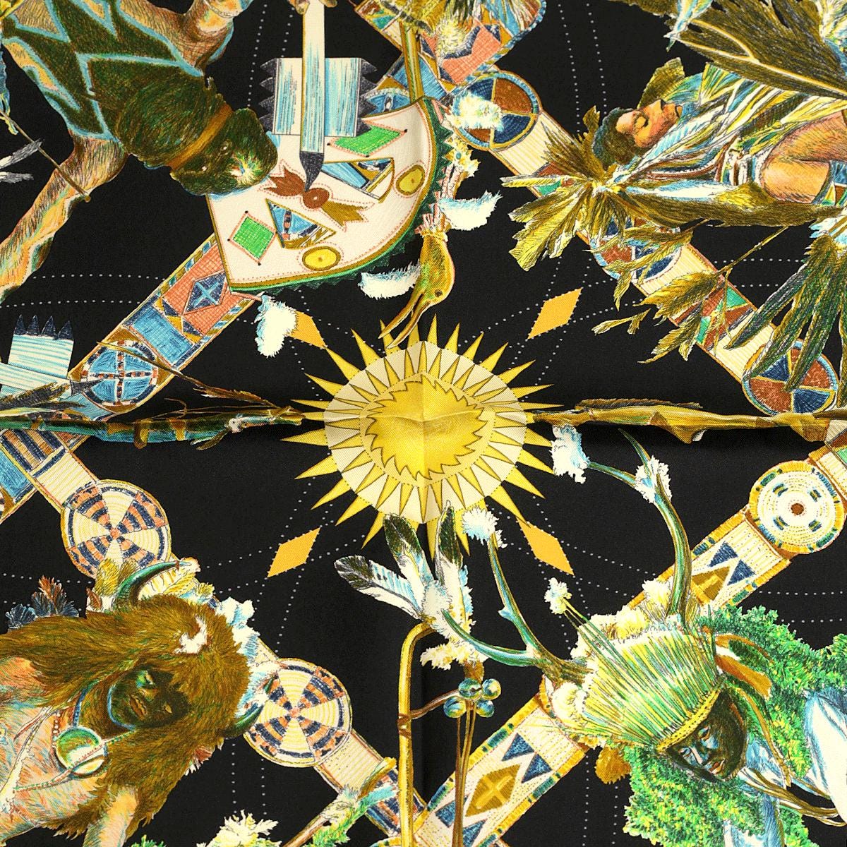 Hermes Scarf "Les Danses des Indiens" by Kermit Oliver 90cm Silk | Grail