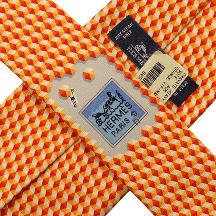 Hermes Men's Silk Tie Geometric Pattern 645947 | Necktie Cravate