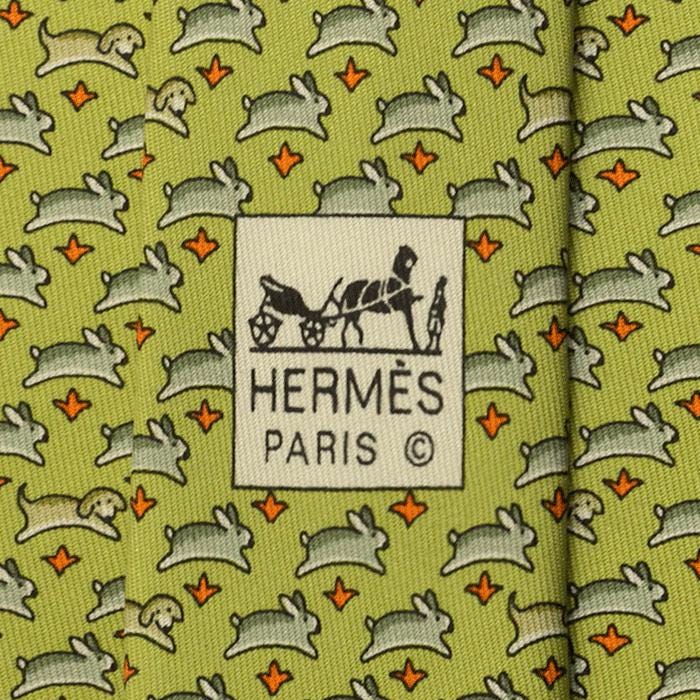 Hermes Men's Silk Tie Whimsical Rabbits Pattern 5341 | Necktie Cravate