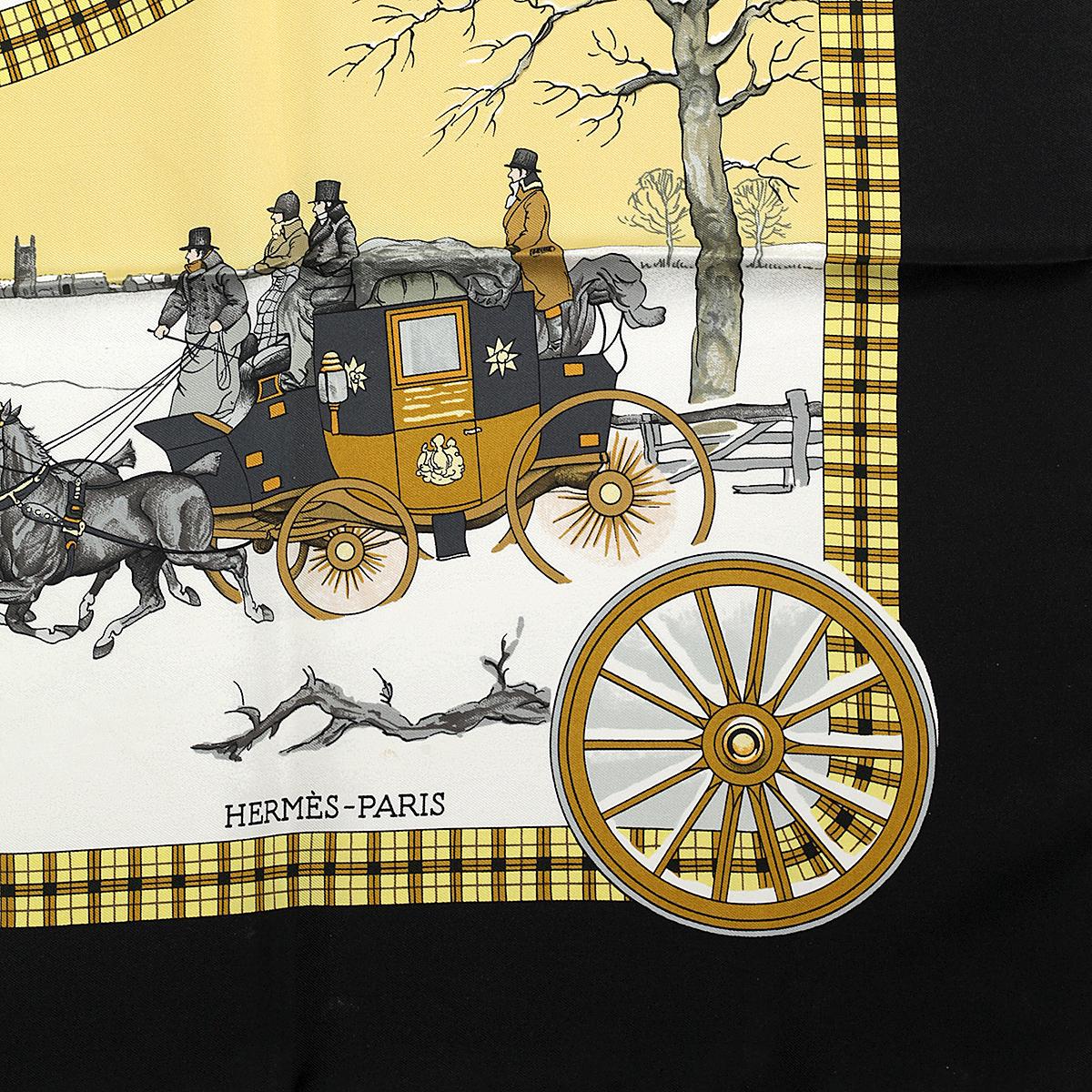 Hermes Scarf "L'Hiver en Poste" by Philippe Ledoux 90cm Silk | Carre Foulard