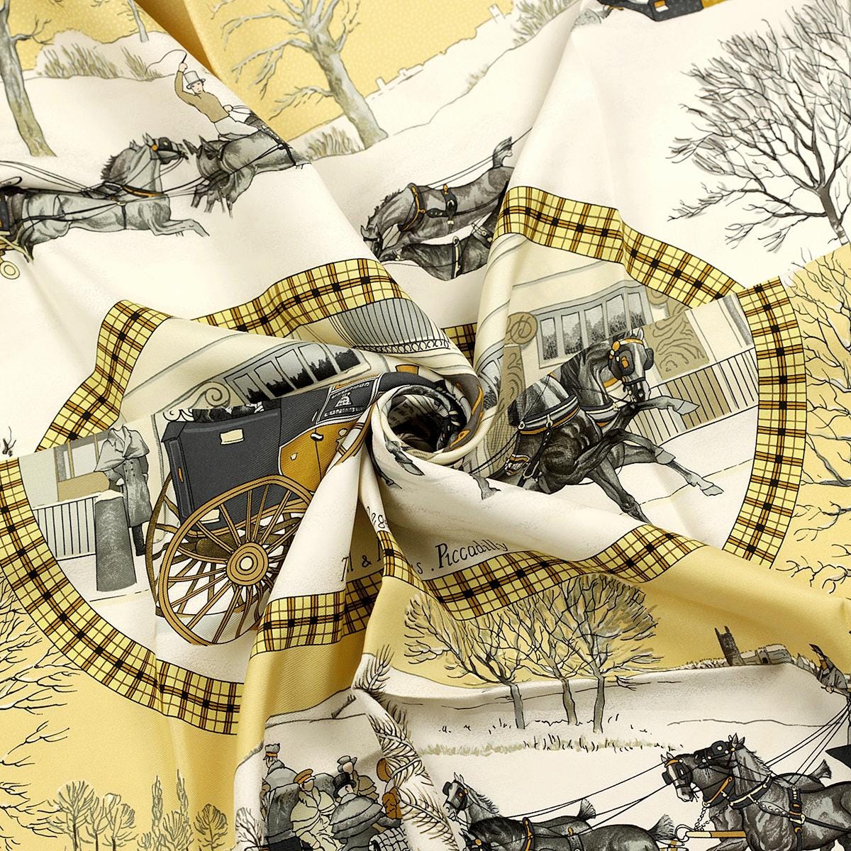Hermes Scarf "L'Hiver en Poste" by Philippe Ledoux 90cm Silk | Carre Foulard
